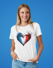 Charger l&#39;image dans la galerie, T-shirt &quot;cœur bleu blanc rouge&quot;
